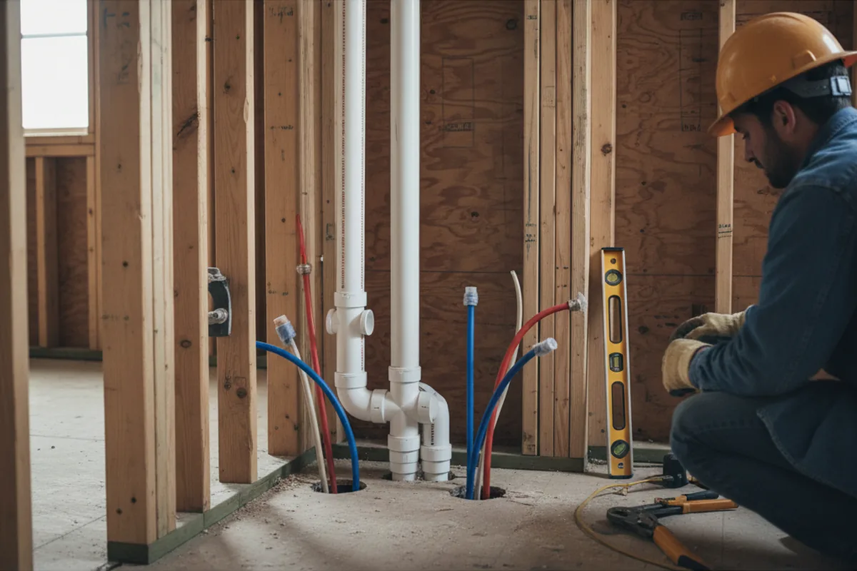 Drain and supply rough-in during Drain Cleaning in Gore
